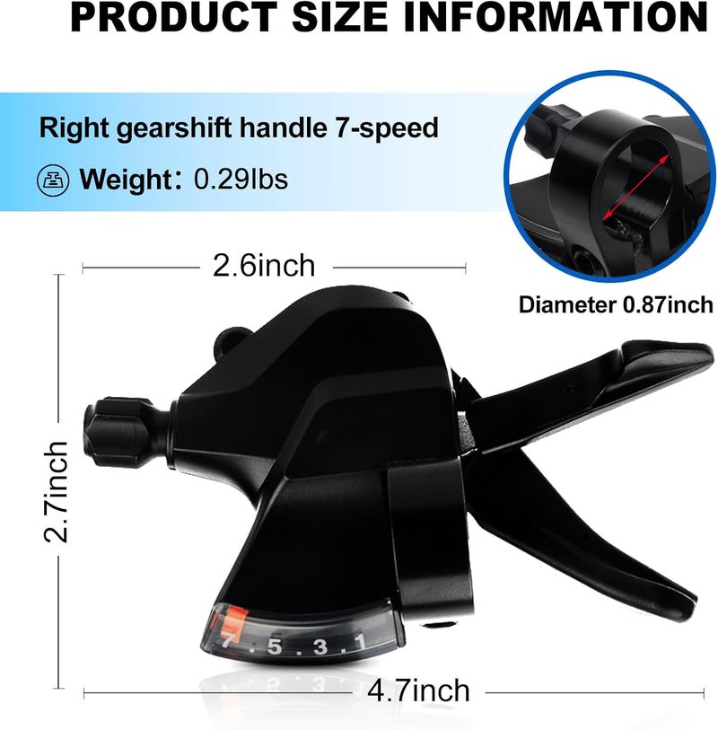 RainFlowwer SL-M315-7R Bike Shift Lever, Bicycle Shift Lever - Right, Mountain Right Shifter Lever with Optical Gear Display - Image 4